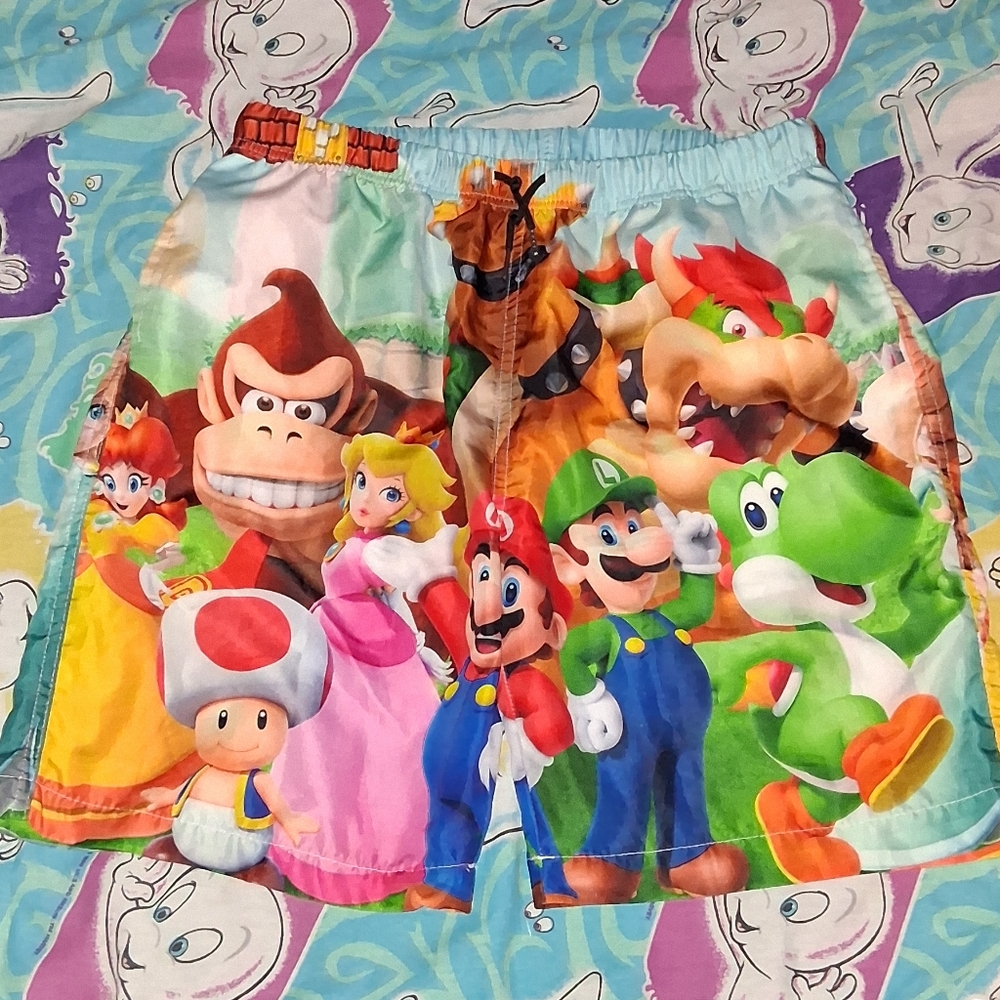Y2K Super Mario Bros All Over Print Shorts Vintage Nintendo